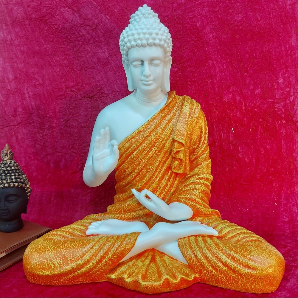 Buy Orange Mudra Buddha Statue - Mindfulness Online